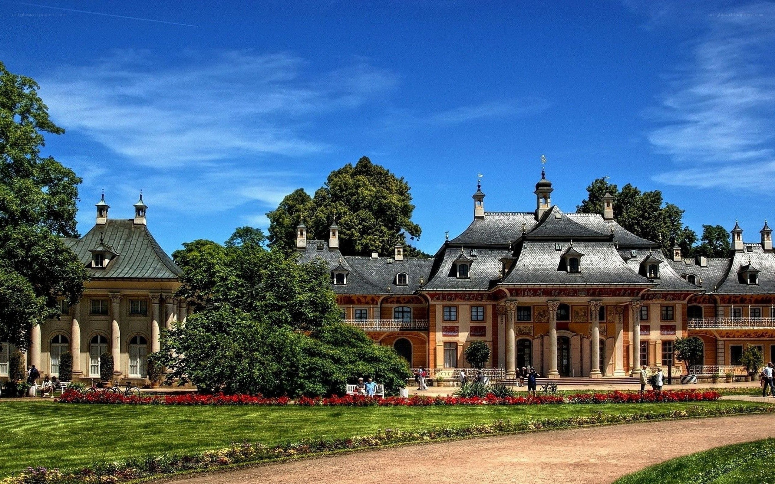 palace with formal gardens