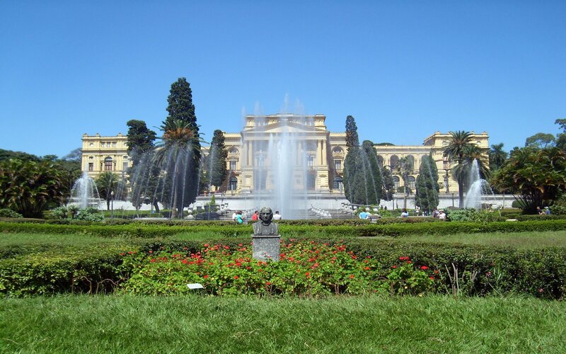Palace with fountain and garden
