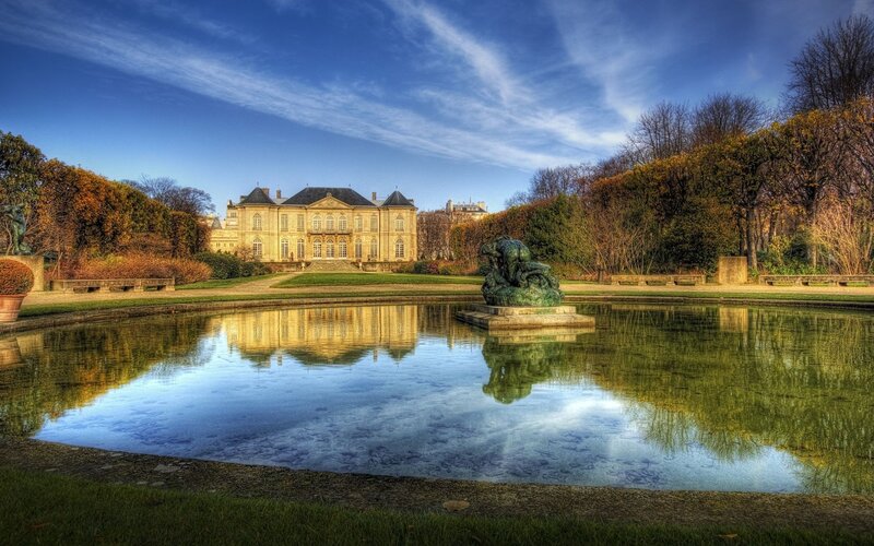 Palace with Pond and Sculpture