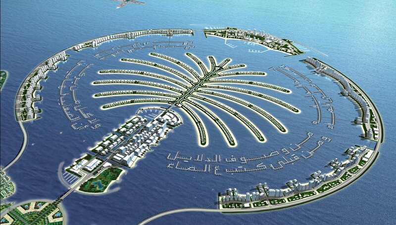 Palm Jumeirah Island — Blue, Serene, Afternoon, 3d Render, Sea
