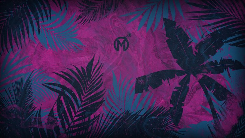 Palm Leaves on Purple Background