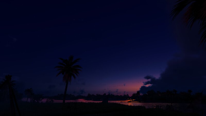 Palm Tree at Dusk — Dark Blue