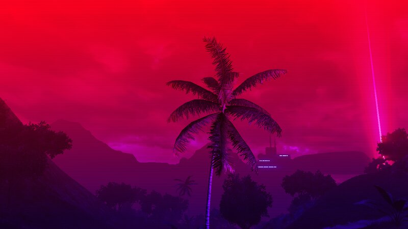 Palm Tree at Dusk — Red