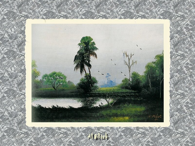 Palm Tree by Pond — Green