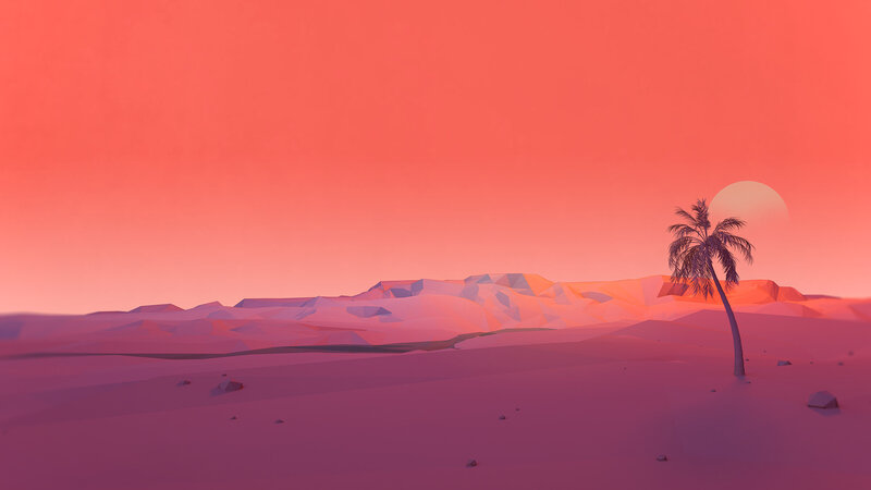 Palm Tree in Desert — Red