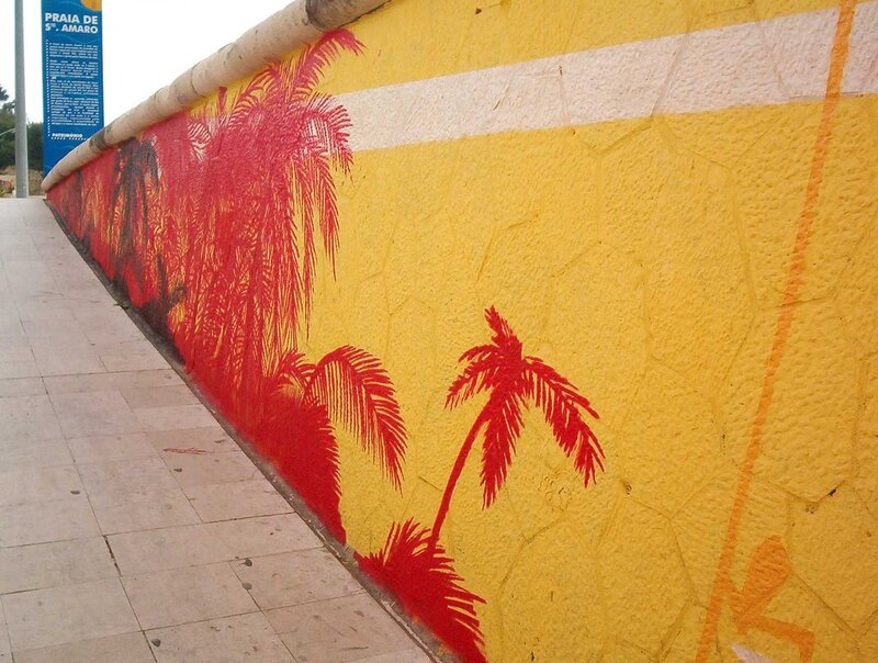 palm tree mural on wall