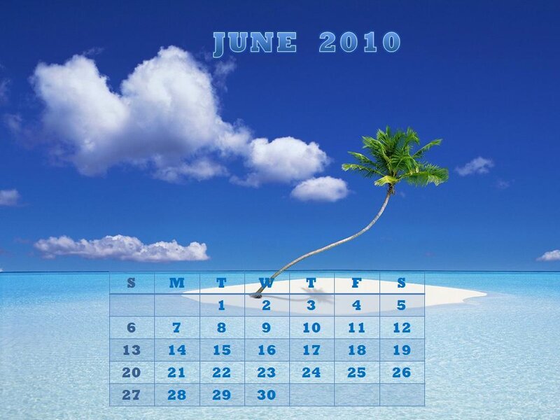 Palm Tree on Island — Blue