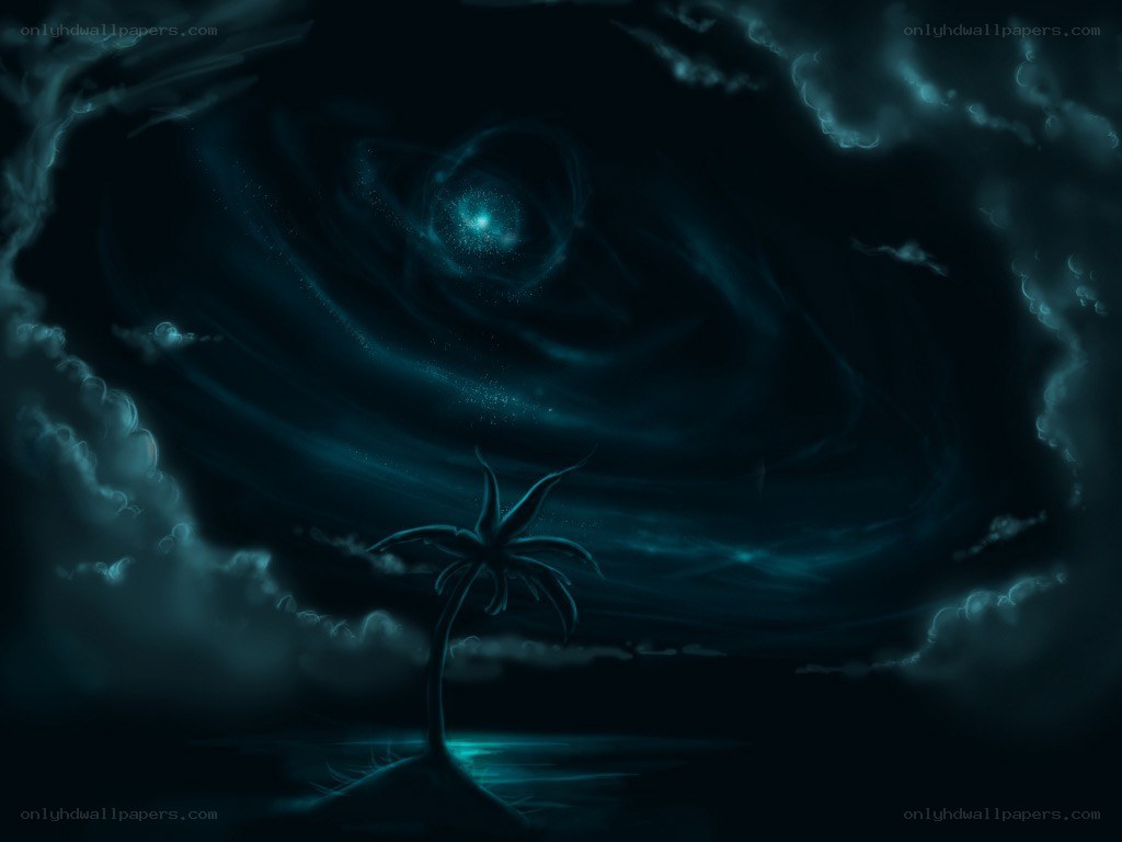 palm tree under cosmic sky