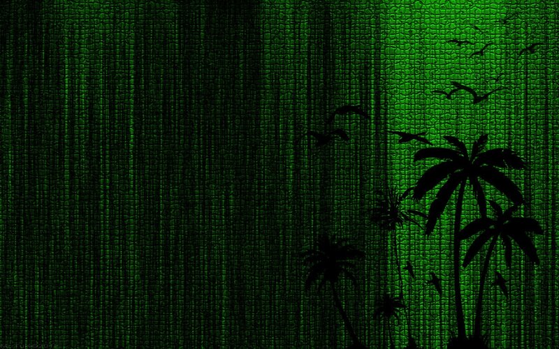 Palm Trees and Birds — Green