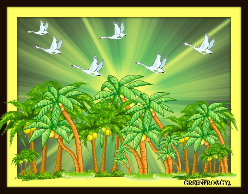 Palm Trees and Birds