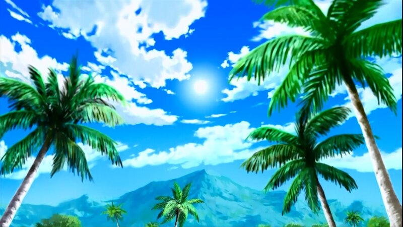 Palm Trees and Mountain — Blue