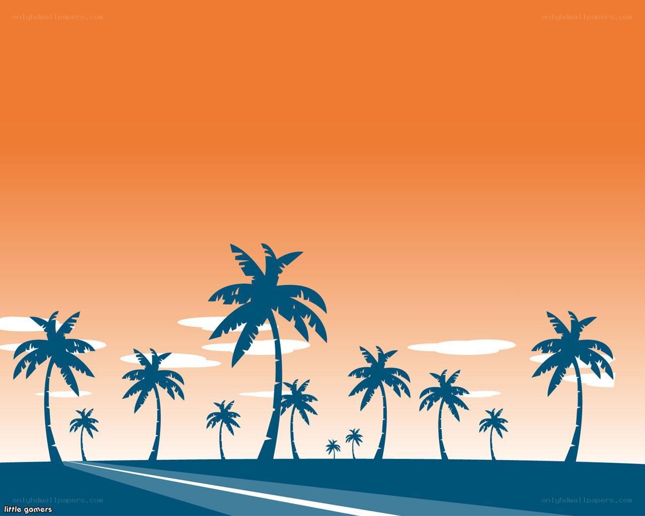 palm trees at sunset