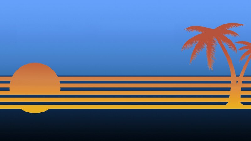 Palm Trees at Sunset — Blue, Serene, Vector Art