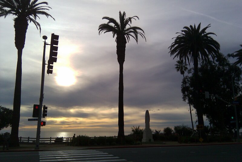 Palm Trees at Sunset — Gray