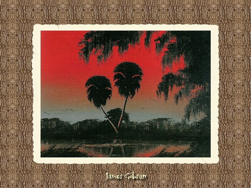 Palm Trees at Sunset — Red, Dramatic, Painting