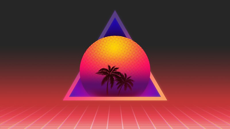 Palm Trees at Sunset — Red, Retro
