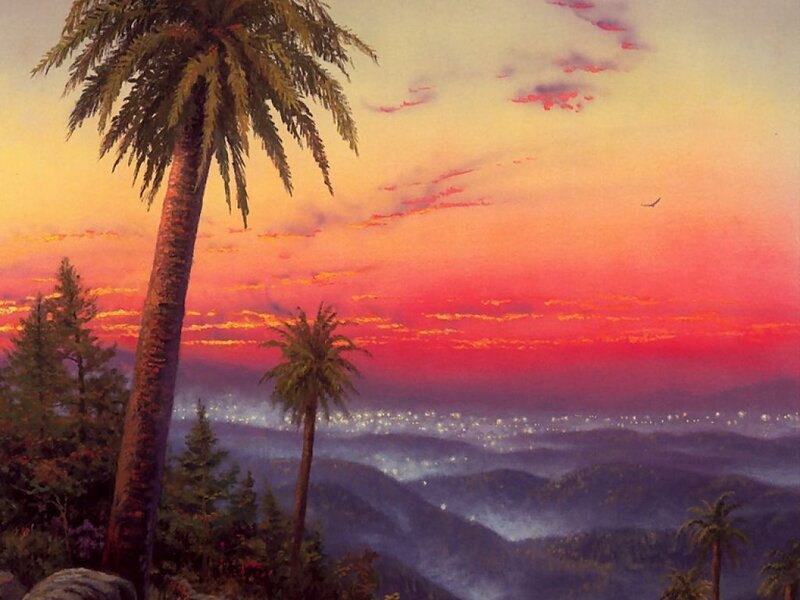 Palm Trees at Sunset — Red
