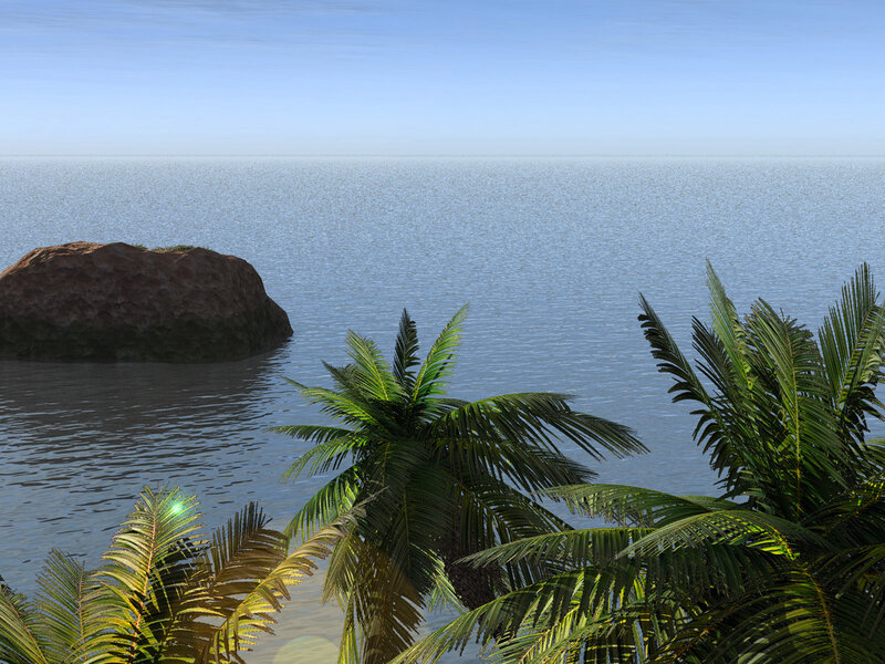 Palm Trees by Ocean — Blue