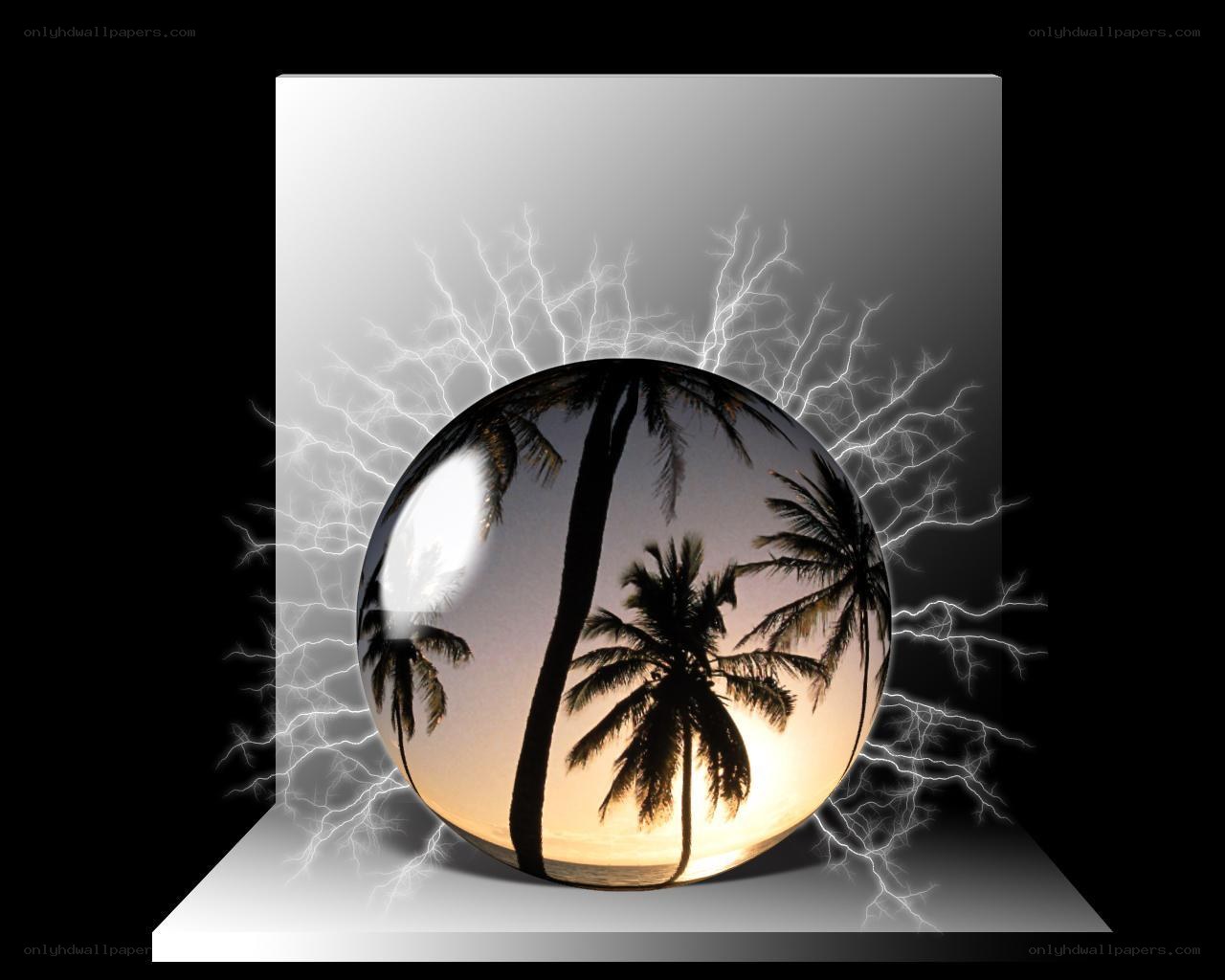 Palm trees in a crystal ball