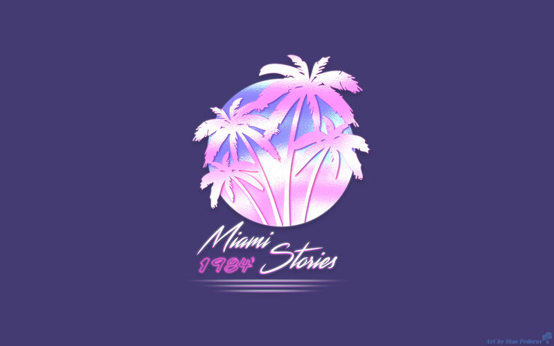 Palm Trees in Circle — Purple, Retro