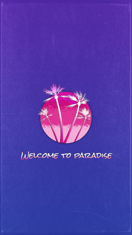 Palm Trees in Circle — Purple, Serene