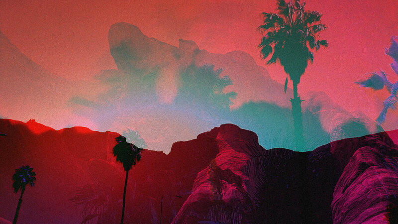 Palm Trees in Desert — Red