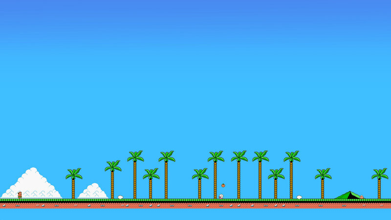 Palm Trees on Beach — Blue, Serene, Afternoon, Pixel Art