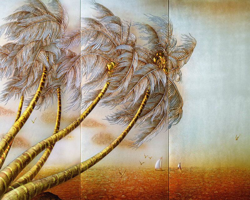 Palm Trees on Beach — Gold