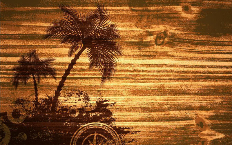Palm Trees on Island — Brown