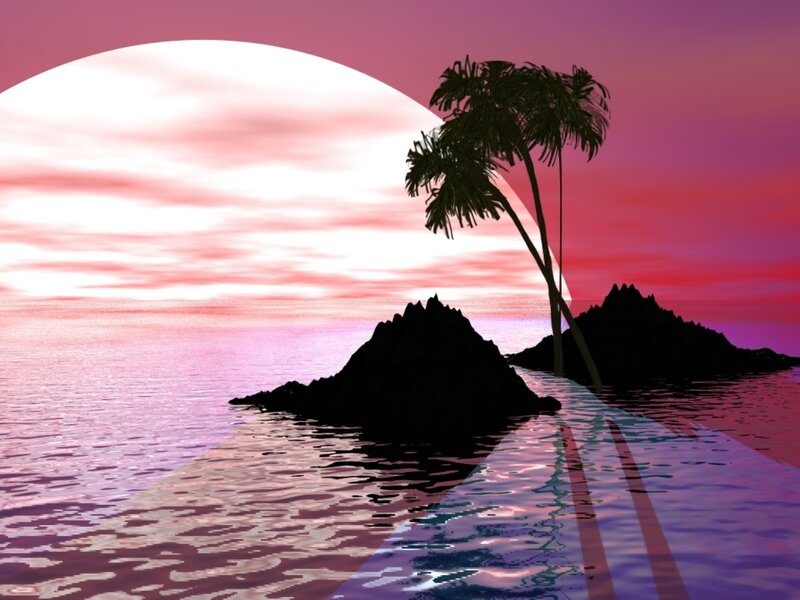Palm Trees on Island — Pink