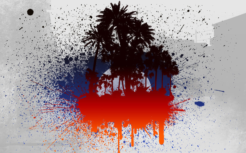 palm trees splatter art