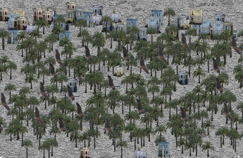Palm Trees with Houses