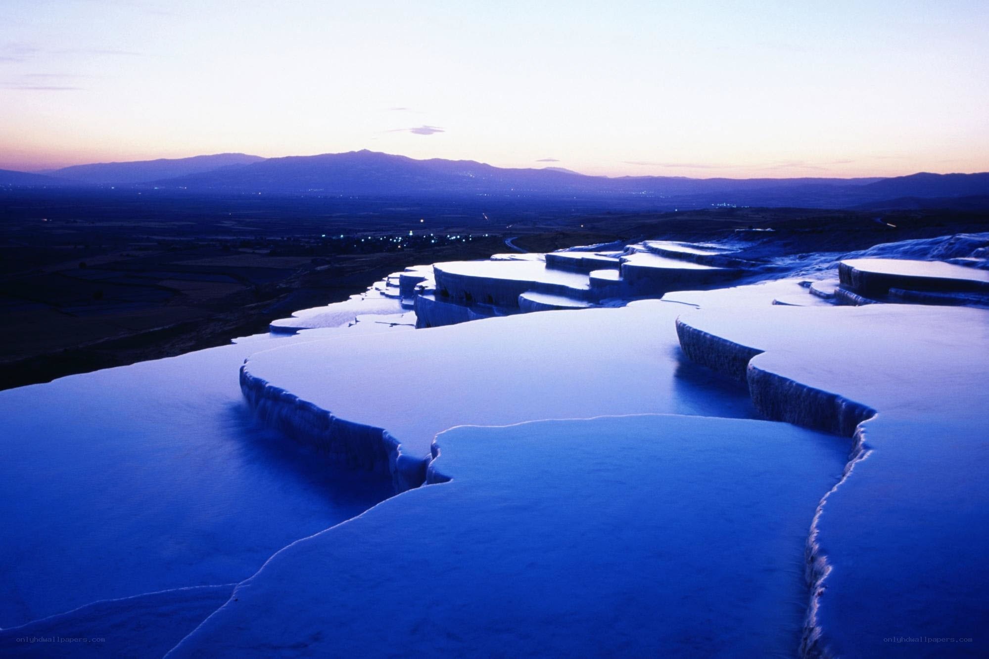 Pamukkale terraces at dusk