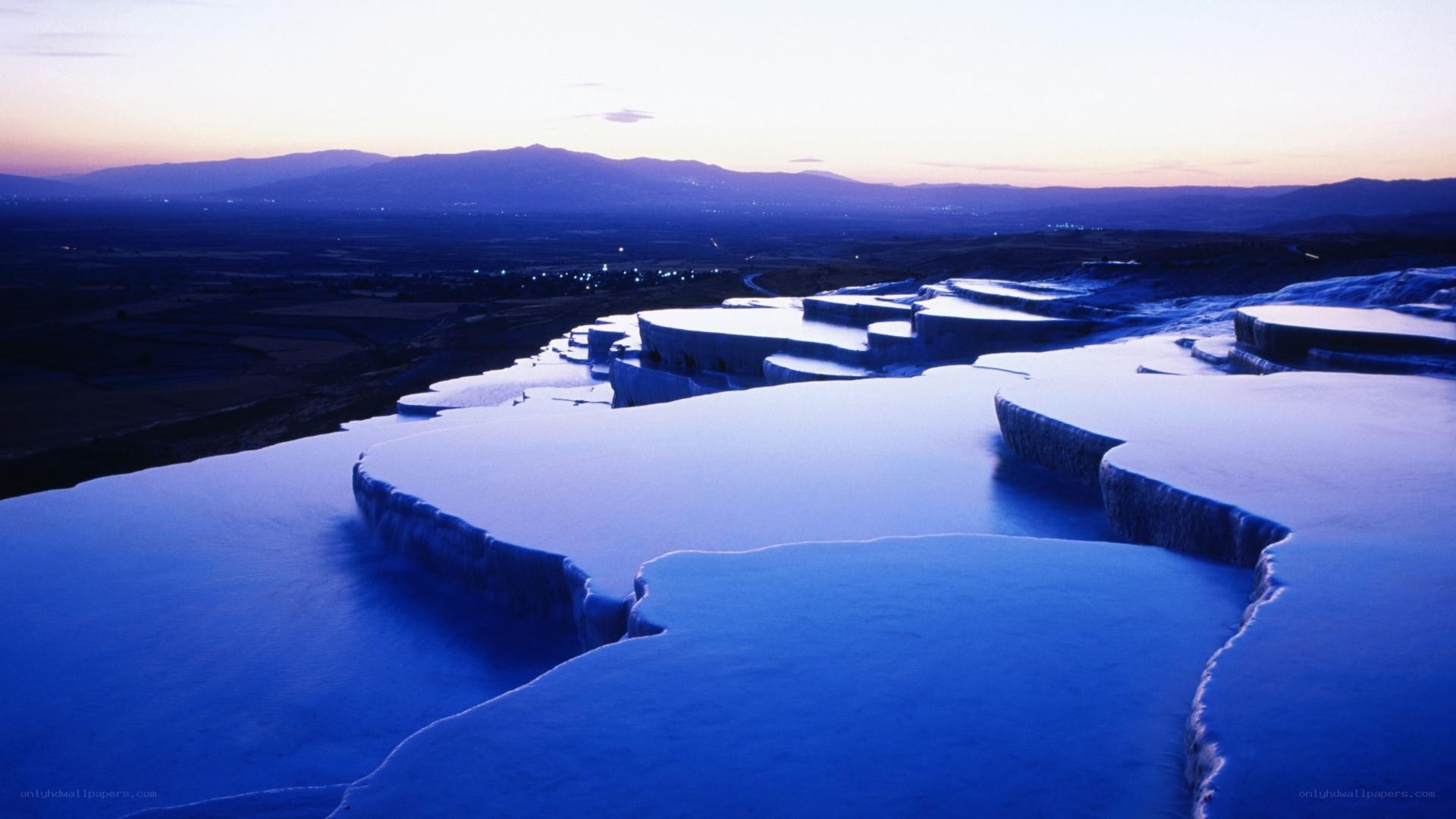Pamukkale travertines at dusk