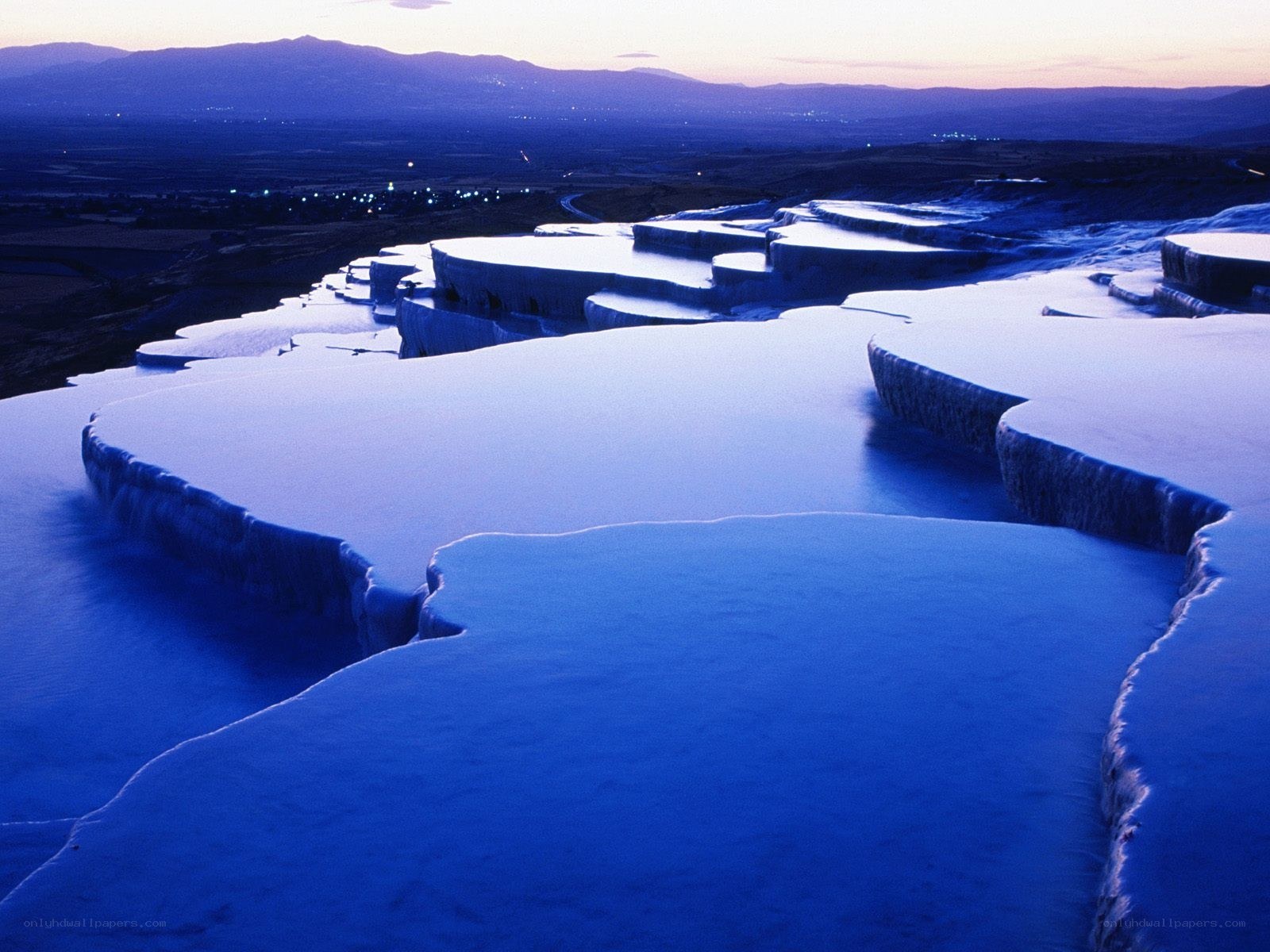 Pamukkale travertines at dusk