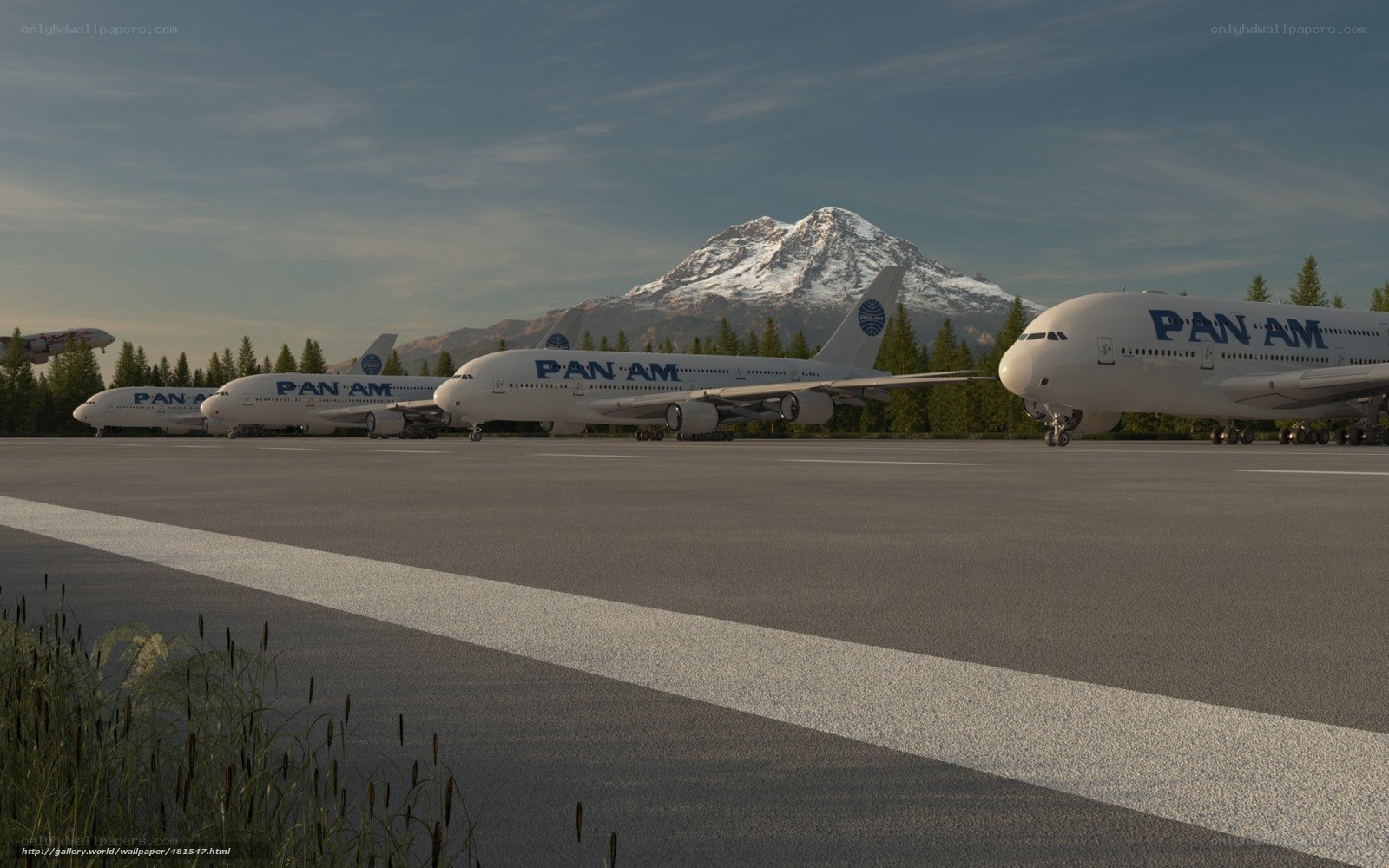 Pan Am planes at mountain airport