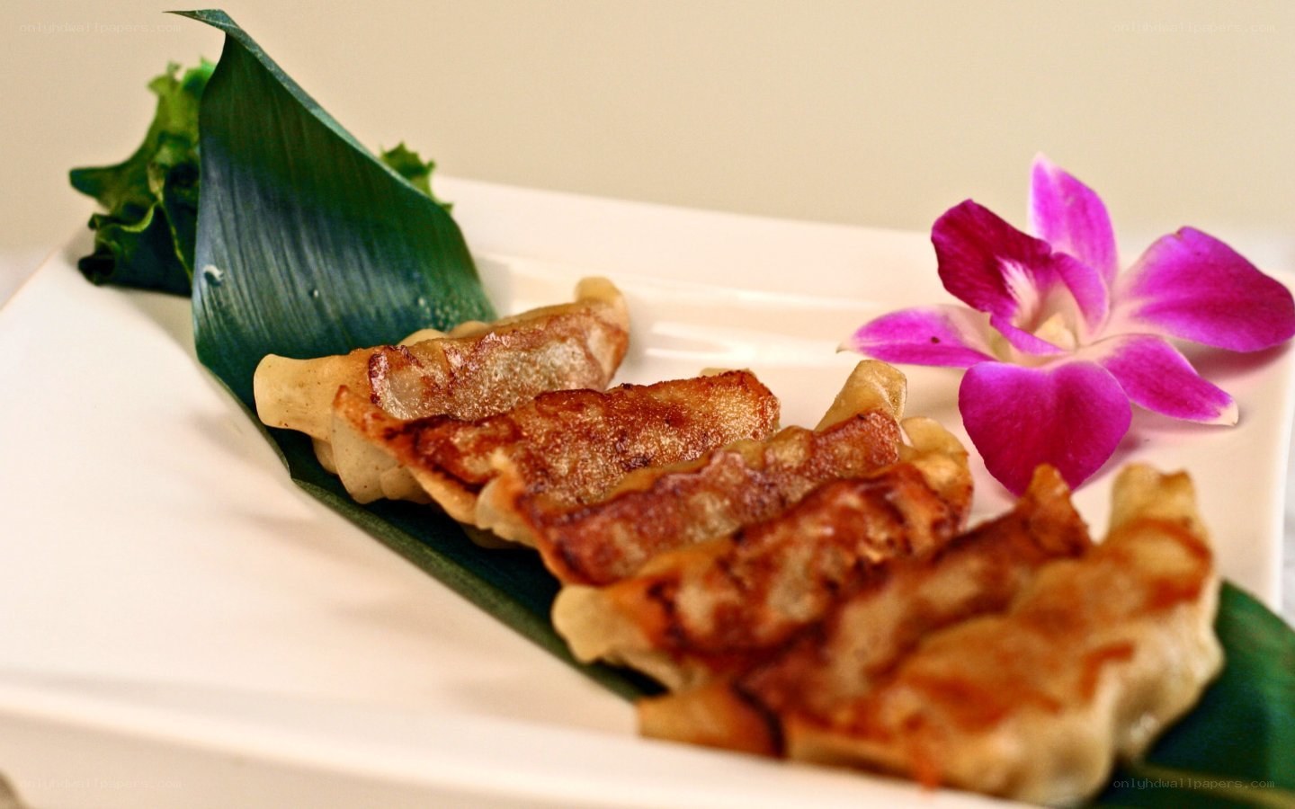 Pan-fried dumplings with orchid