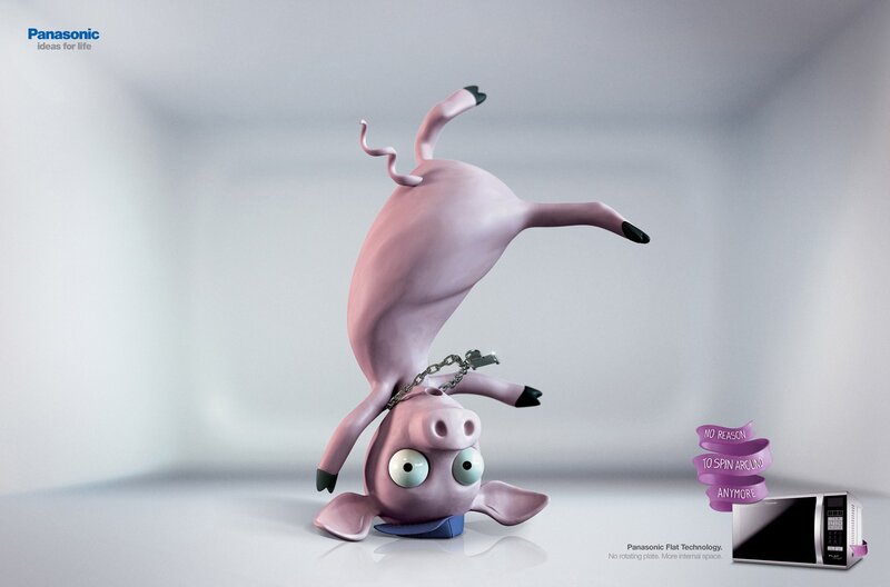 Panasonic microwave ad with pig