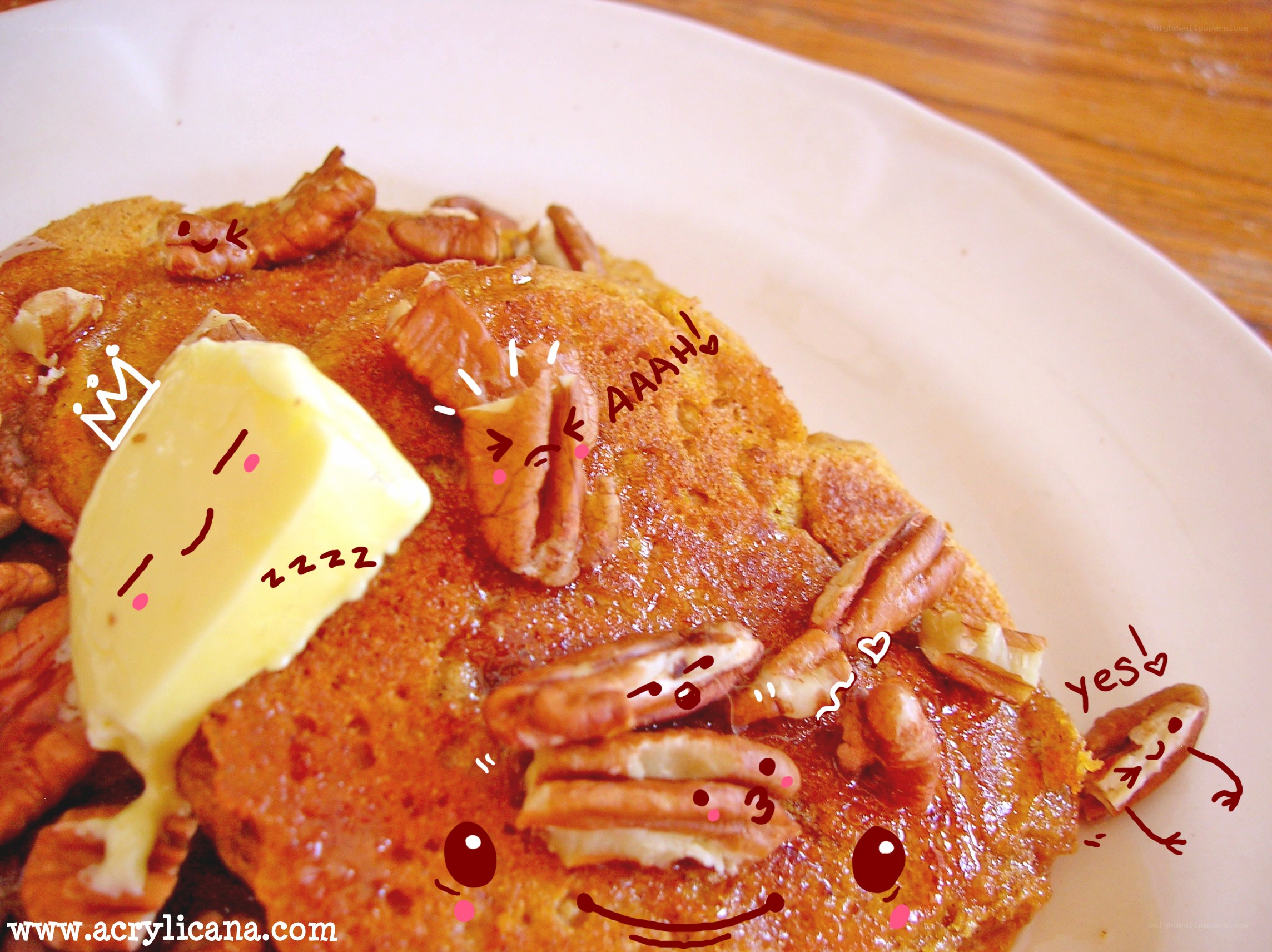 Pancakes with butter and pecans