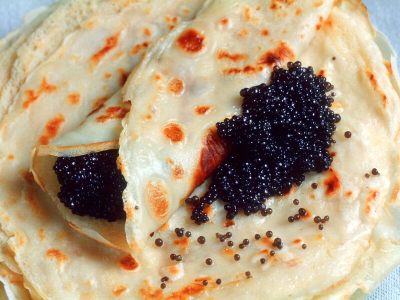 Pancakes with caviar