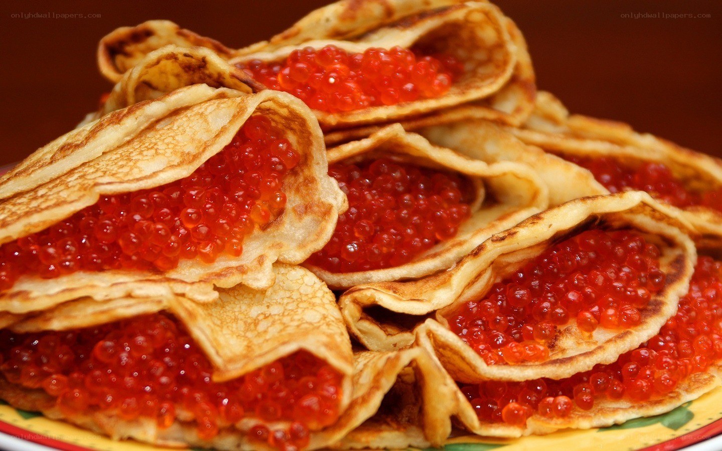Pancakes with red caviar