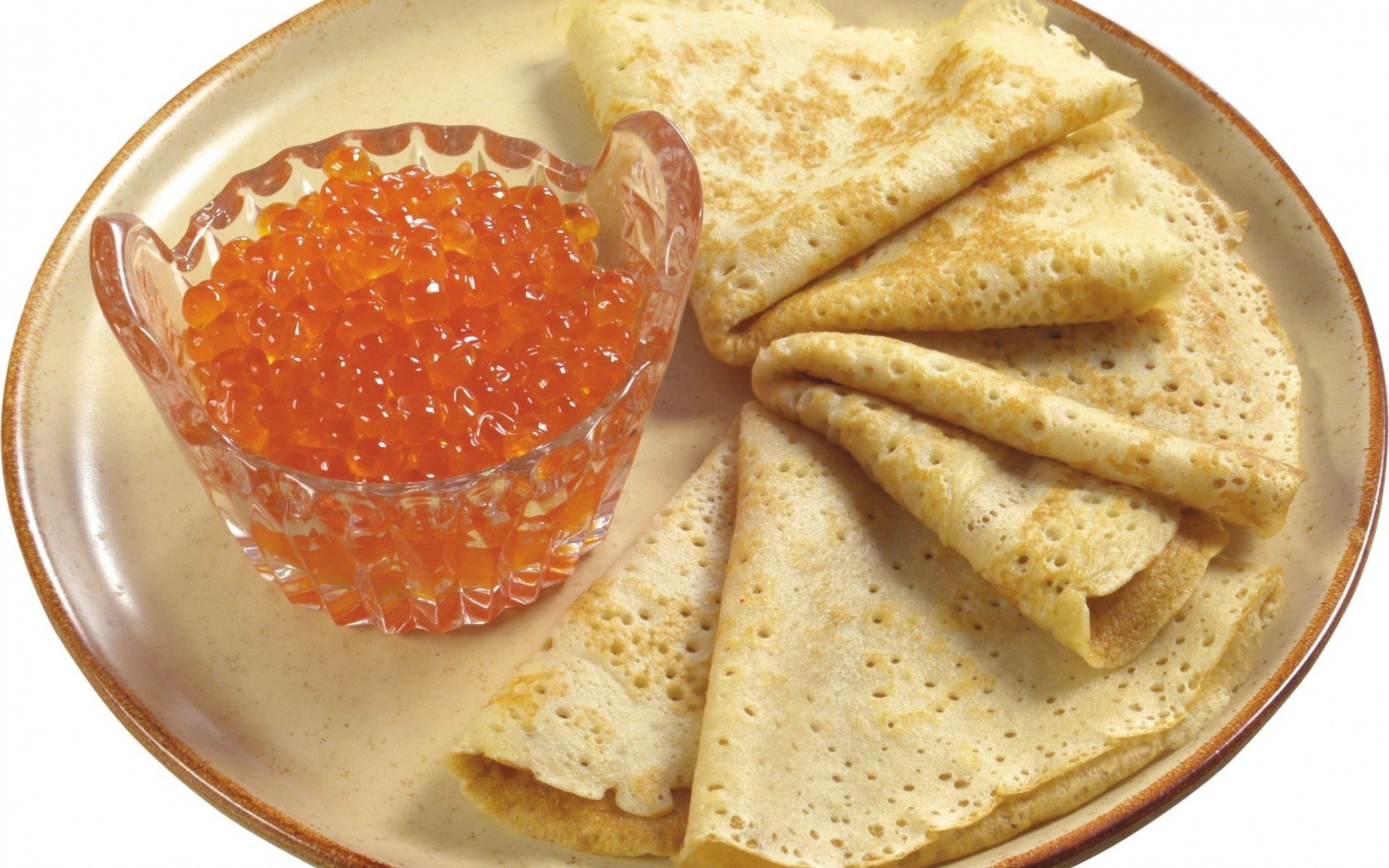 Pancakes with red caviar