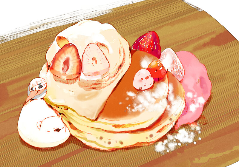 Pancakes with Strawberries — Brown