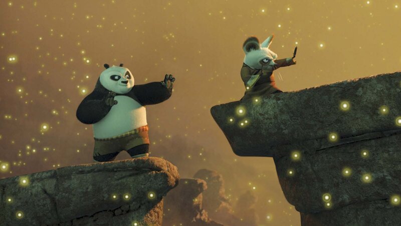 Panda and Fox on Rocks