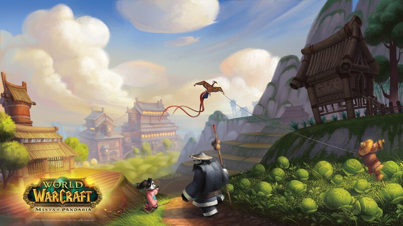 Panda and Monkey Flying Kites