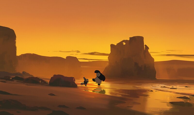 Panda and Monkey in Desert