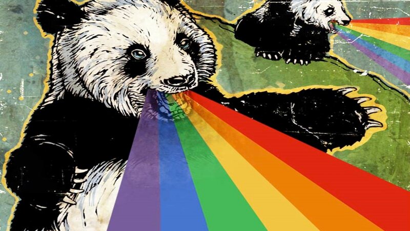 Panda Bear Emitting Rainbow
