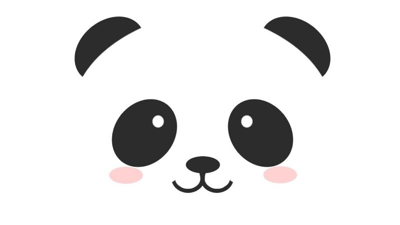 Panda Bear Face — Black, Cute
