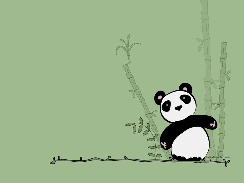 Panda Bear in Bamboo — Green