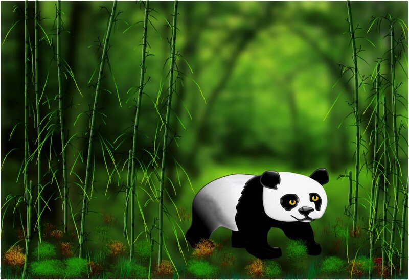 Panda Bear in Bamboo